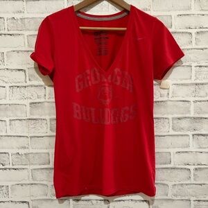 Women’s Georgia Bulldogs short sleeve red Nike deep v-neck T-shirt Medium